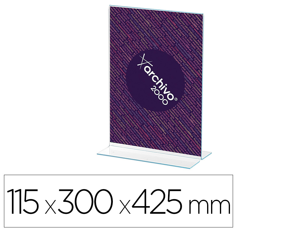 EXPOSITOR DE SECRETARIA ARCHIVO 2000 COM FORMA T POLIESTIRENO TRANSPARENTE DIN A3 VERTICAL DUPLA FACE 115X300X425 MM