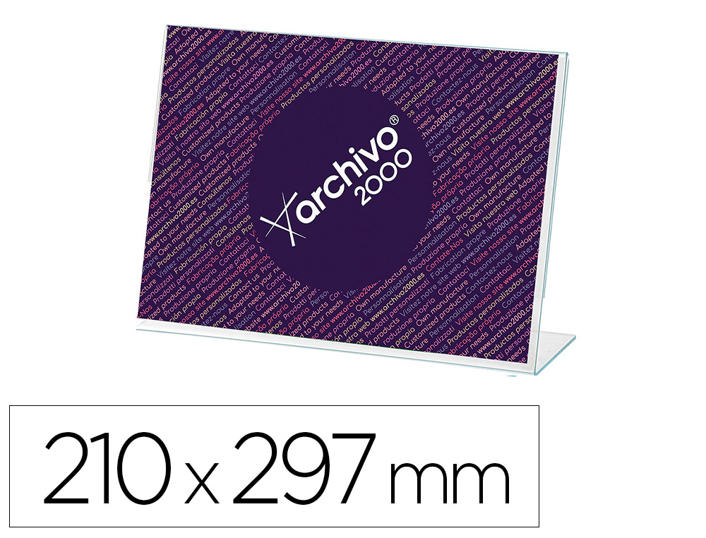 EXPOSITOR DE SECRETARIA ARCHIVO 2000 COM FORMA L POLIESTIRENO TRANSPARENTE DIN A4 HORIZONTAL DUPLA FACE 65X300X215 MM