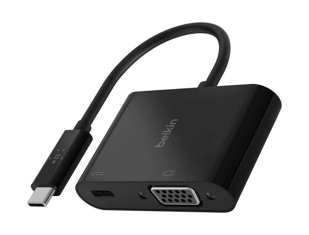 ADAPTADOR BELKIN AVC001BTBK USB-C PARA VGA + CARREGADOR COR PRETO