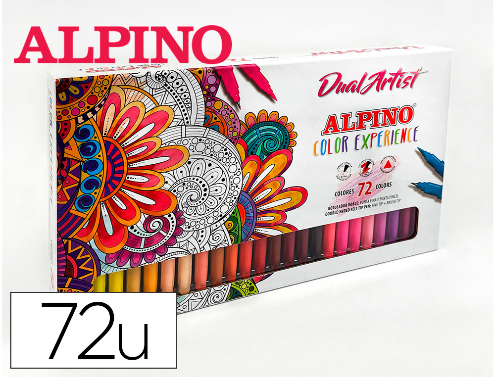 MARCADOR ALPINO DUAL ARTIST DUPLA PONTA COLOR EXPERIENCE ESTOJO DE 72 UNIDADES CORES SORTIDAS