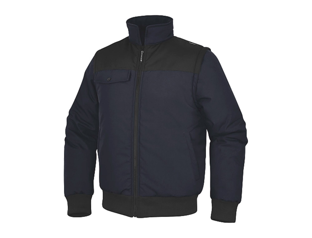 COLETE DELTAPLUS MULTIBOLSOS COM FECHO E MANGAS AMOVIVEIS 80% POLIESTER 20% ALGODAO TAMANHO 3XL COR AZUL MARINHO/PRETO