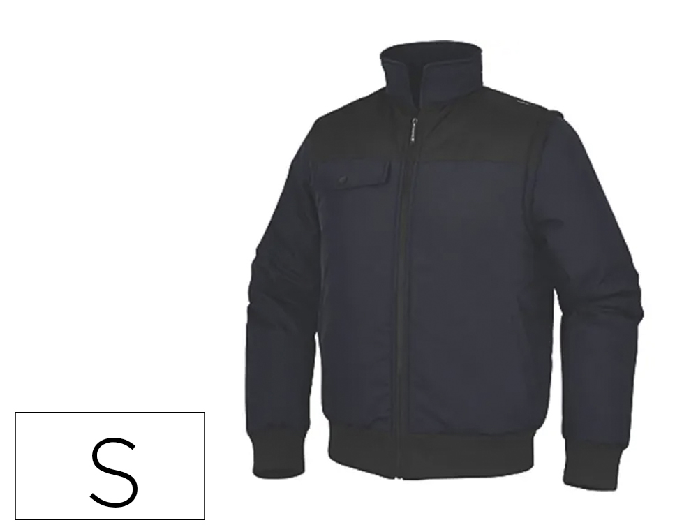 COLETE DELTAPLUS MULTIBOLSOS COM FECHO E MANGAS AMOVIVEIS 80% POLIESTER 20% ALGODAO TAMANHO S COR AZUL MARINHO/PRETO