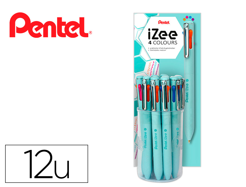 ESFEROGRAFICA PENTEL IZEE MULTICOLOR EM COPO EXPOSITOR COM 12 UNIDADES CORPO MENTA