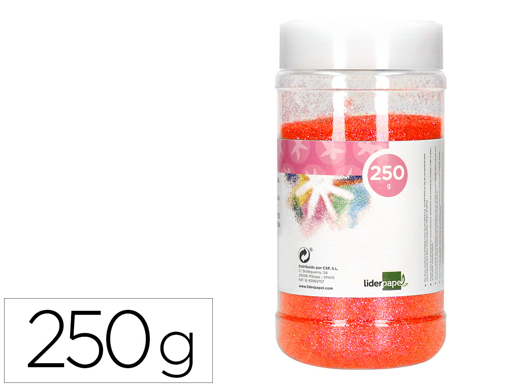 PURPURINA LIDERPAPEL FANTASIA COR LARANJA PASTEL METALIZADO FRASCO DE 250 GR
