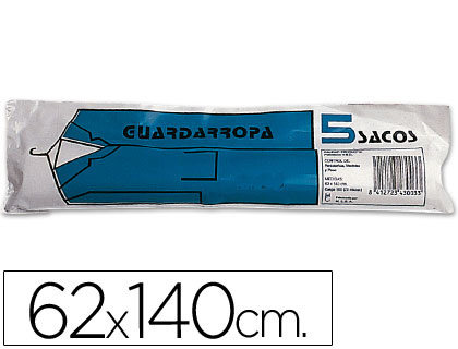 SACO GUARDA-ROUPA PLASTICO ROLO 5 SACOS - 62X140 CM