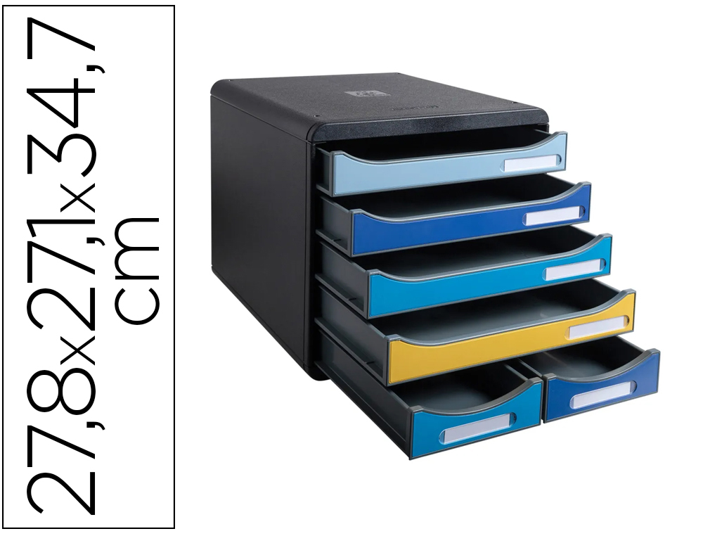BLOCO CLASSIFICADOR DE SECRETARIA EXACOMPTA BIG BOX MAXI BEE BLUE 6 GAVETAS CORES SORTIDAS