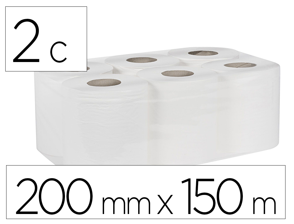 PAPEL SECA MAOS BUNZL GREENSOURCE 2 FOLHAS CELULOSE BRANCA 200 MM X 150 MT PACK DE 6 ROLOS