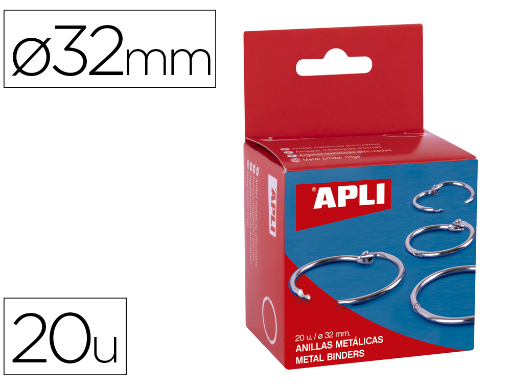 ARGOLA APLI NIQUELADA DIAMETRO 32 MM CAIXA DE 20 UNIDADES