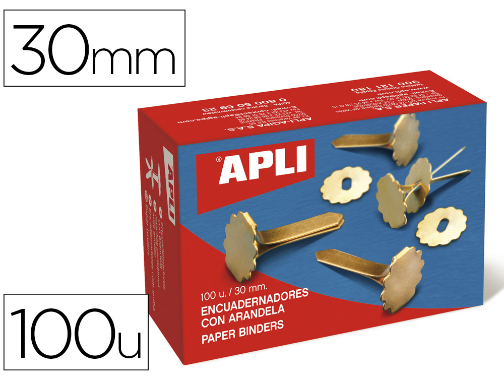 ENCADERNADORES APLI LATONADOS COM ANILHA 30 MM CAIXA DE 100 UNIDADES