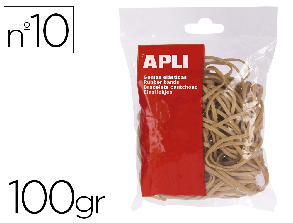 ELASTICOS APLI 100 X 2 MM N 10 BOLSA DE 100 GR