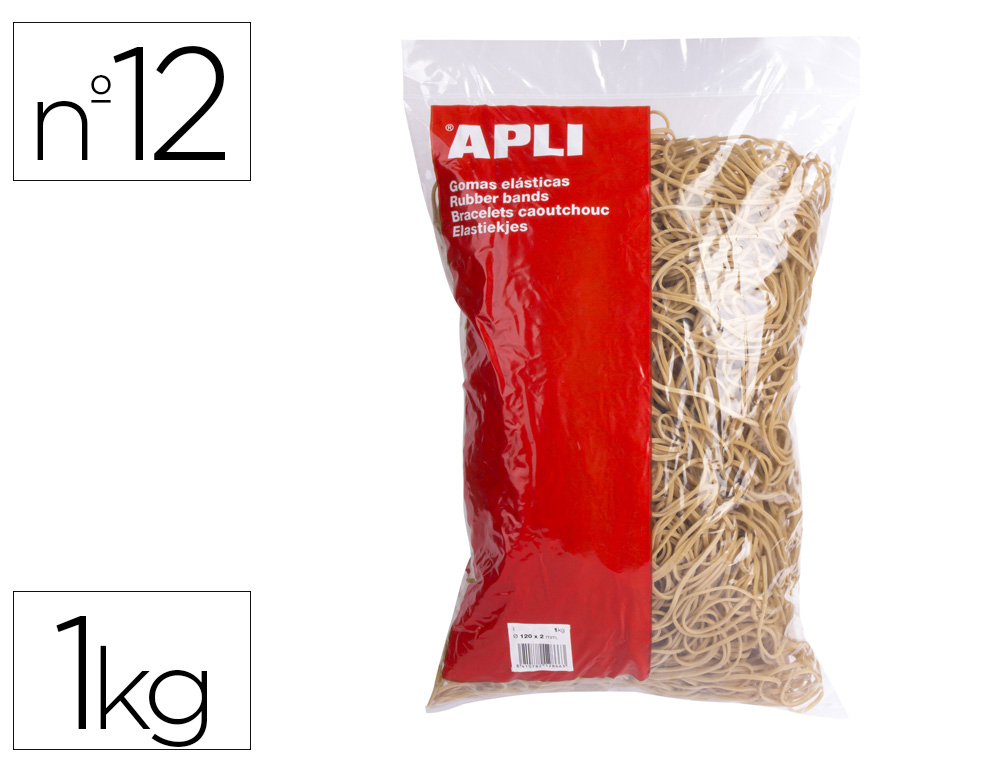 ELASTICOS APLI 120 X 2 MM N 12 BOLSA DE 1000 GR