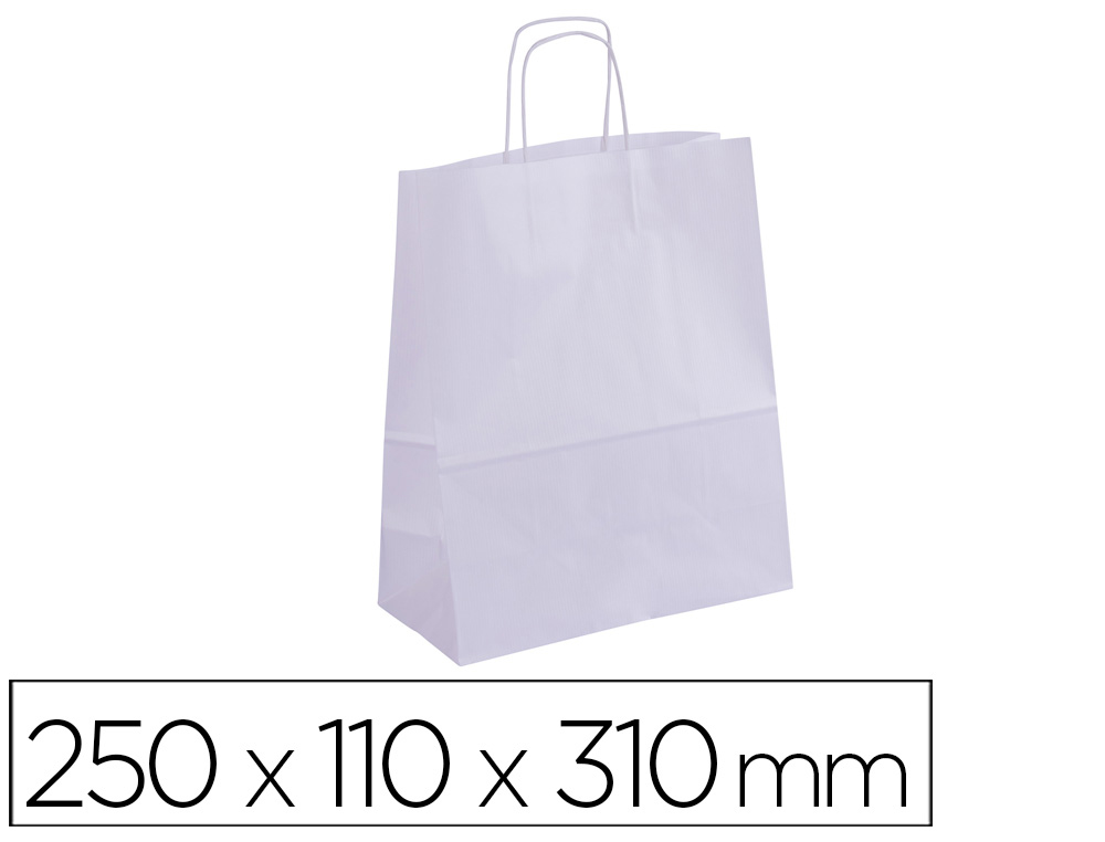 BOLSA KRAFT APLI BRANCA ASA RETORCIDA 250X110X310 MM