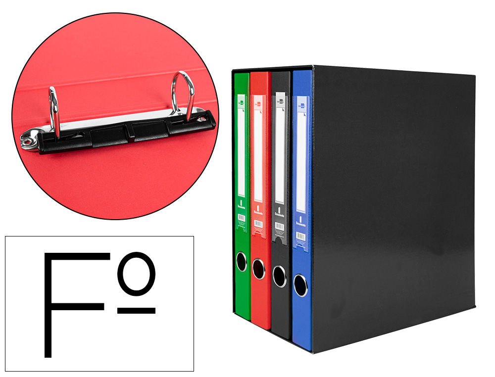 MODULO LIDERPAPEL 4 ARQUIVADORES FOLIO 2 ANEIS MISTOS 25MM CORES SORTIDAS