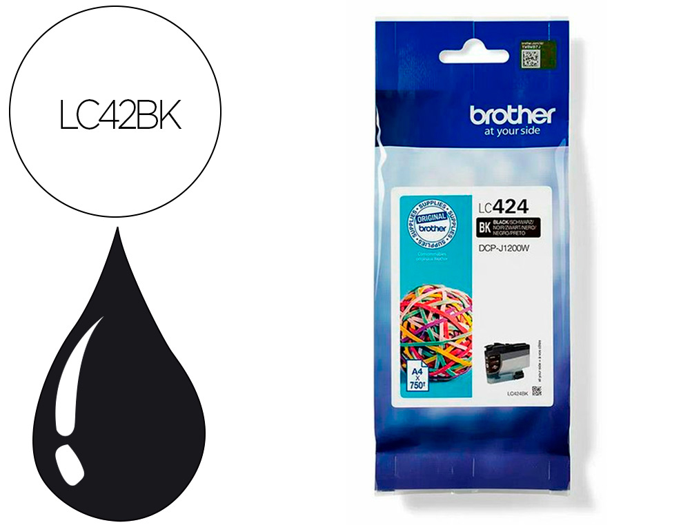 INK-JET BROTHER LC424BK DCP-1200W NEGRO 750 PAGINAS