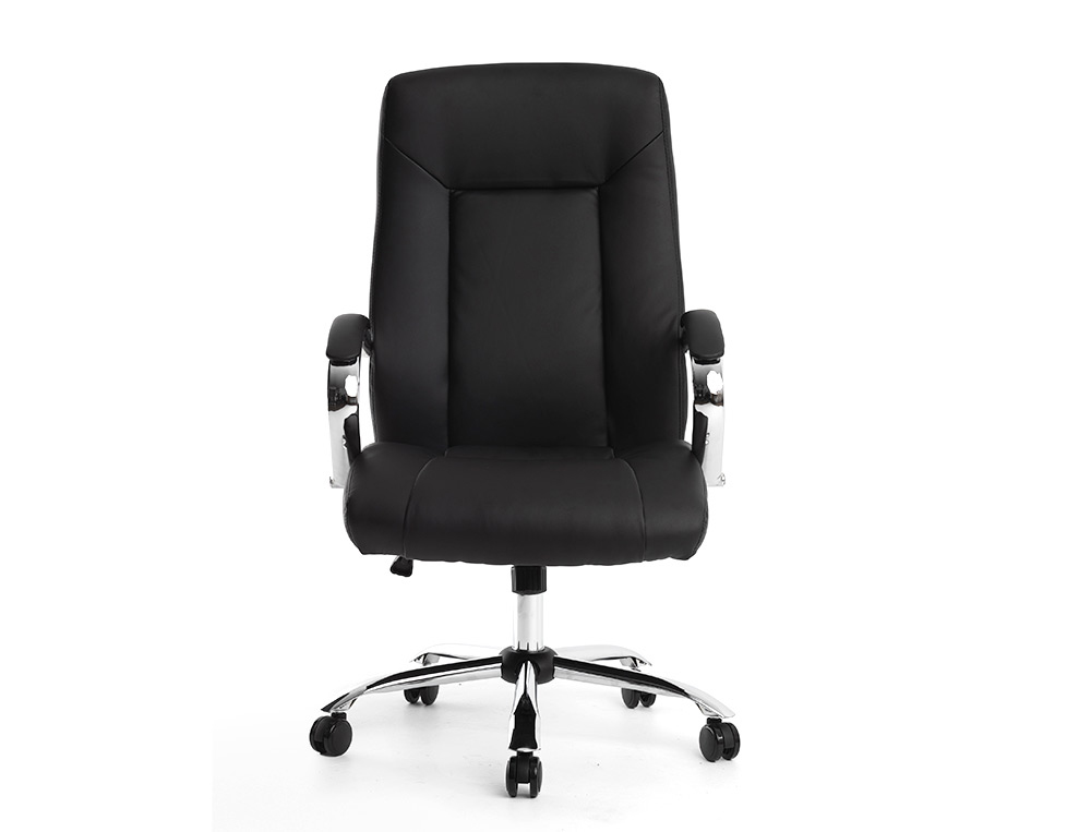 CADEIRA DE DIRECAO Q-CONNECT IMIT DE PELE BASE METAL ALT MAX 1210 MM LARG 650 MM PROF 730 MM RODAS PREMIUM COR PRETO