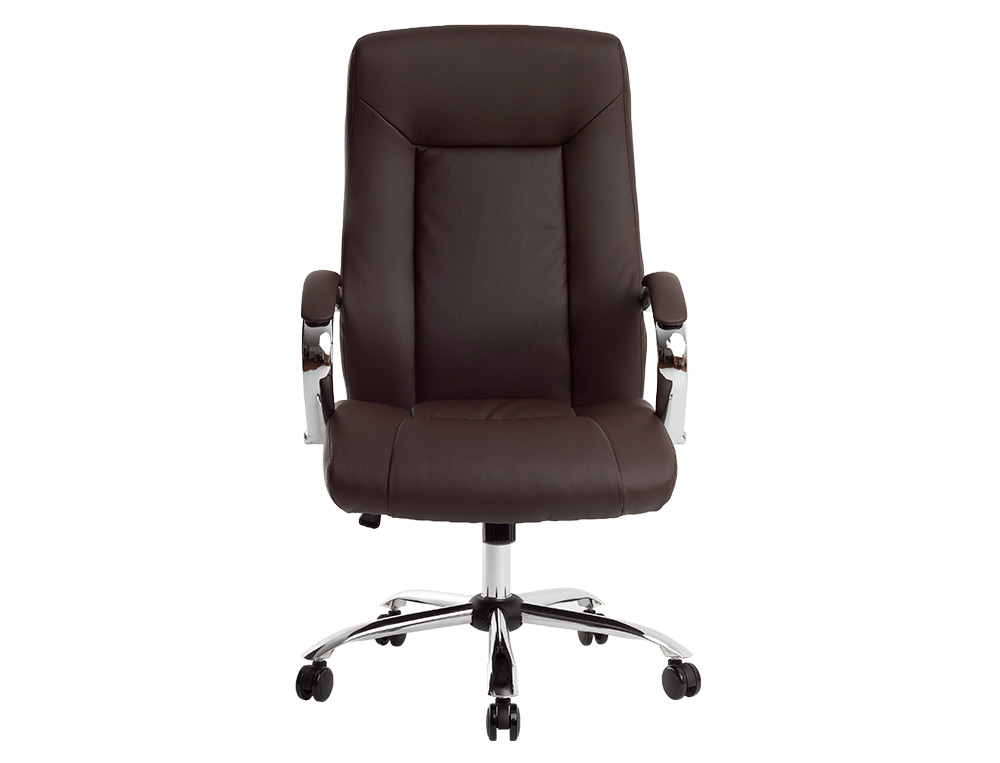 CADEIRA DE DIRECAO Q-CONNECT IMIT DE PELE BASE METAL ALT MAX 1210 MM LARG 650 MM PROF 730 MM RODAS PREMIUM COR CASTANHO