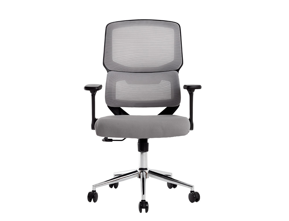CADEIRA DE ESCRITORIO Q-CONNECT MALHA BASE METAL ALT MAX 1090 MM LARG 700 MM PROF 650 MM RODAS PREMIUM COR PRETO/CINZA