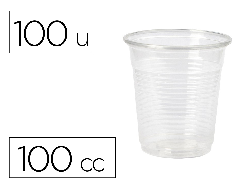 COPO DE PLASTICO TRANSPARENTE 100 CC PACK DE 100 UNIDADES