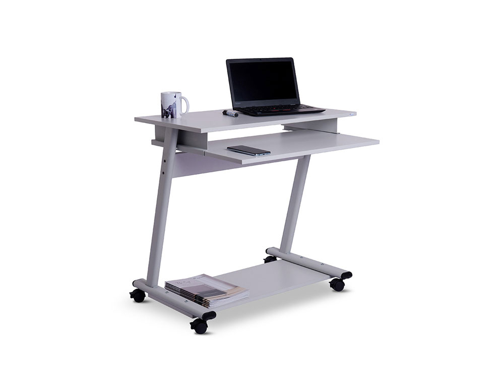 MESA COMPUTADOR ROCADA RD-9100 SISTEMA BLOQUEIO COM RODAS ESTRUTURA METALICA COM BANDEJA TECLADO REMOVIVEL