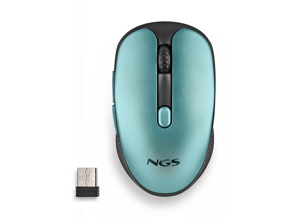 RATO NGS EVO RUST OTICO 800/1200/1600 DPI SEM FIOS 5 BOTOES TECLAS SILENCIOSAS RECETOR USB 2,4 GHZ VERDE GELO