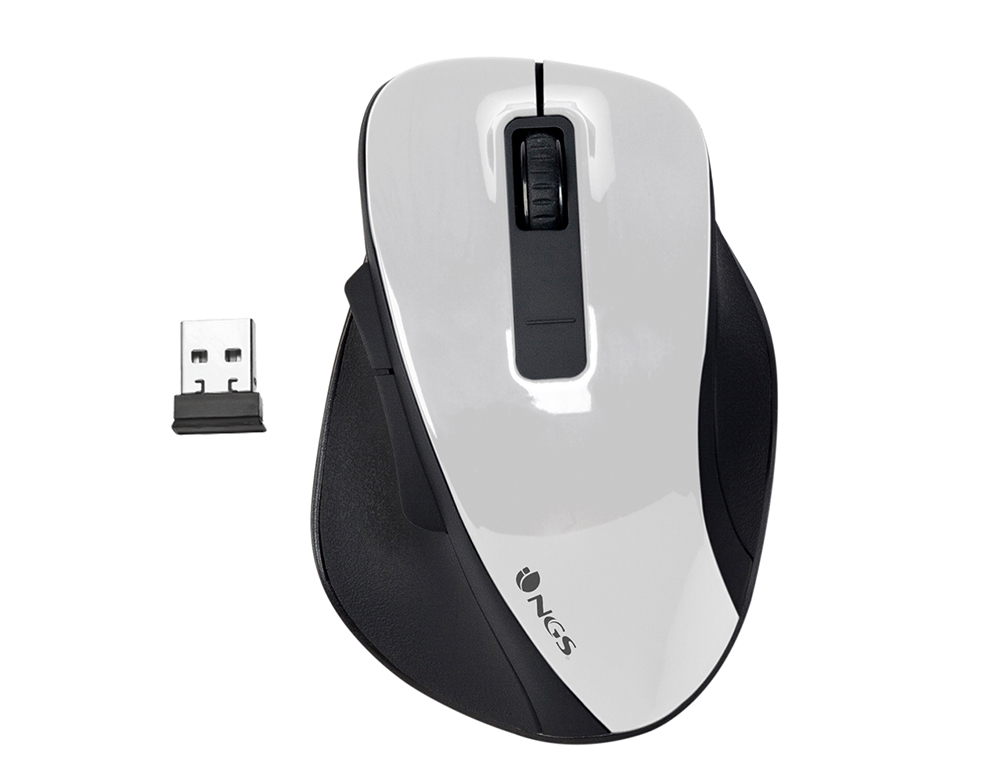 RATO NGS BOW OTICO 800/1200/1600 DPI SEM FIOS 5 BOTOES RECETOR 2.4 GHZ BRANCO