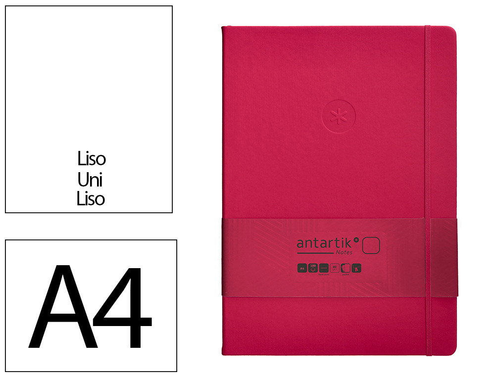 CADERNO COM ELASTICO ANTARTIK NOTES CAPA DURA A4 LISO FUCSIA 100 FOLHAS 80 GR FSC