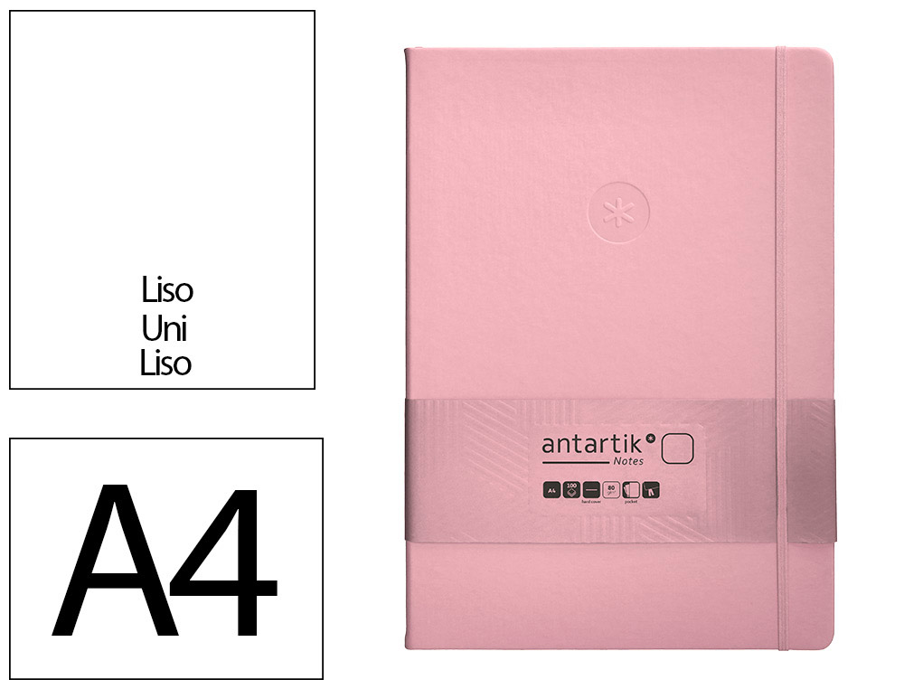 CADERNO COM ELASTICO ANTARTIK NOTES CAPA DURA A4 LISO ROSA PASTEL 100 FOLHAS 80 GR FSC