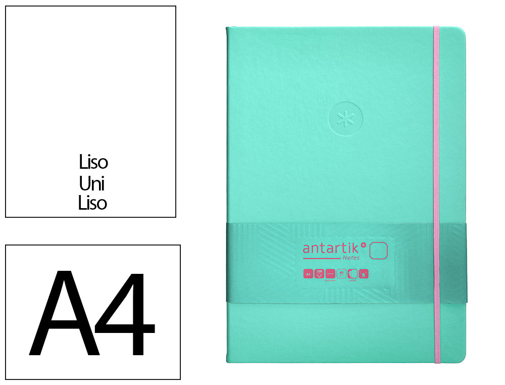 CADERNO COM ELASTICO ANTARTIK NOTES CAPA DURA A4 LISO ROSA E TURQUESA 100 FOLHAS 80 GR FSC