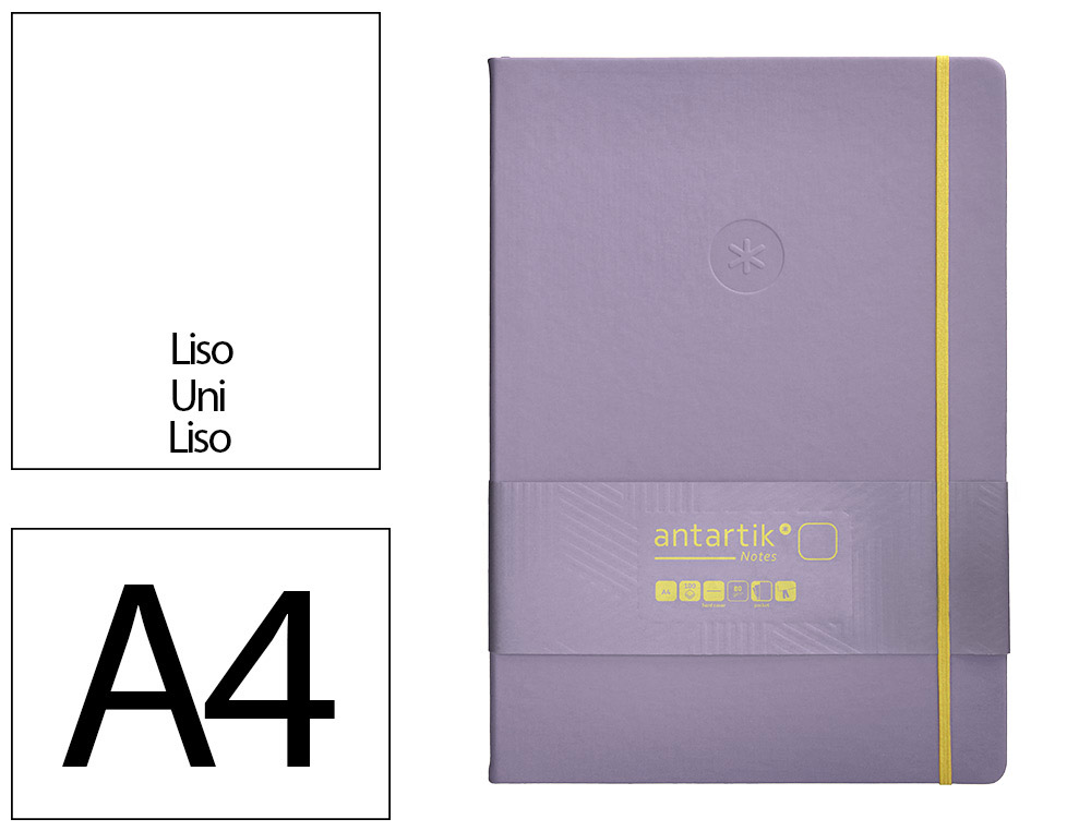 CADERNO COM ELASTICO ANTARTIK NOTES CAPA DURA A4 LISO ROXO E AMARELO 100 FOLHAS 80 GR FSC