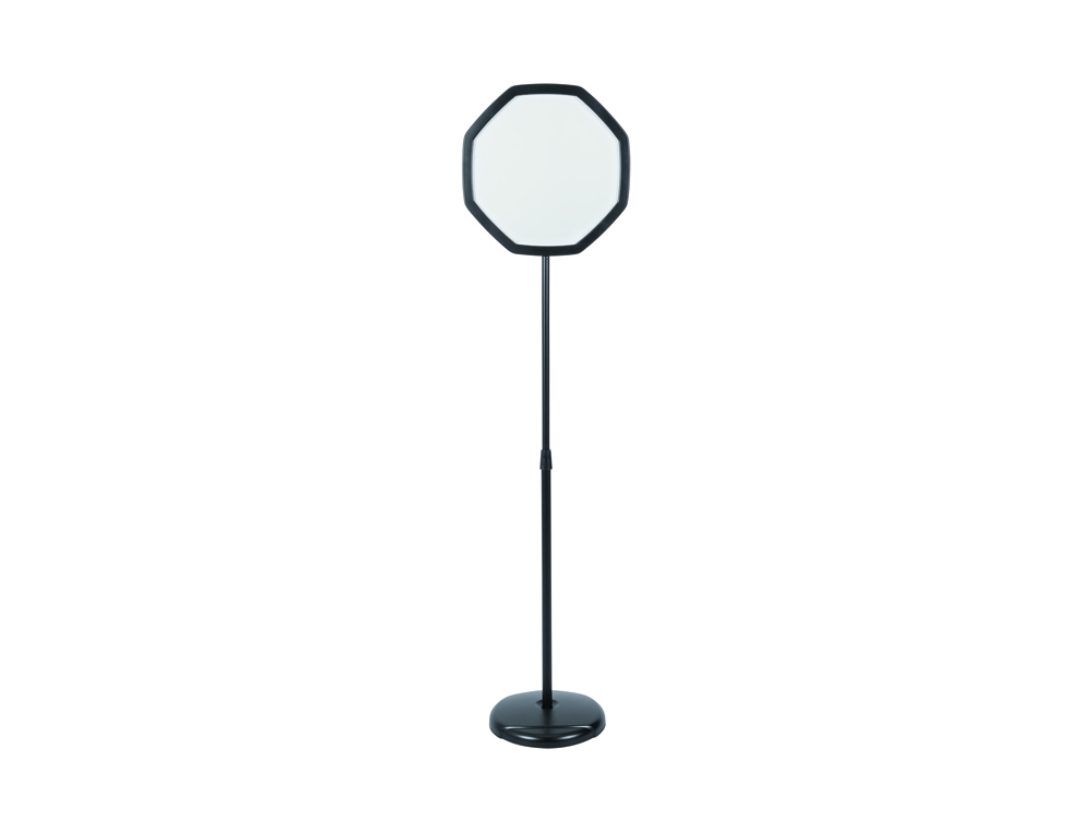 EXPOSITOR DE PE BI-OFFICE FORMA OCTOGONAL MAGNETICO AJUSTAVEL EM ALTURA COR PRETO 1650X300 MM