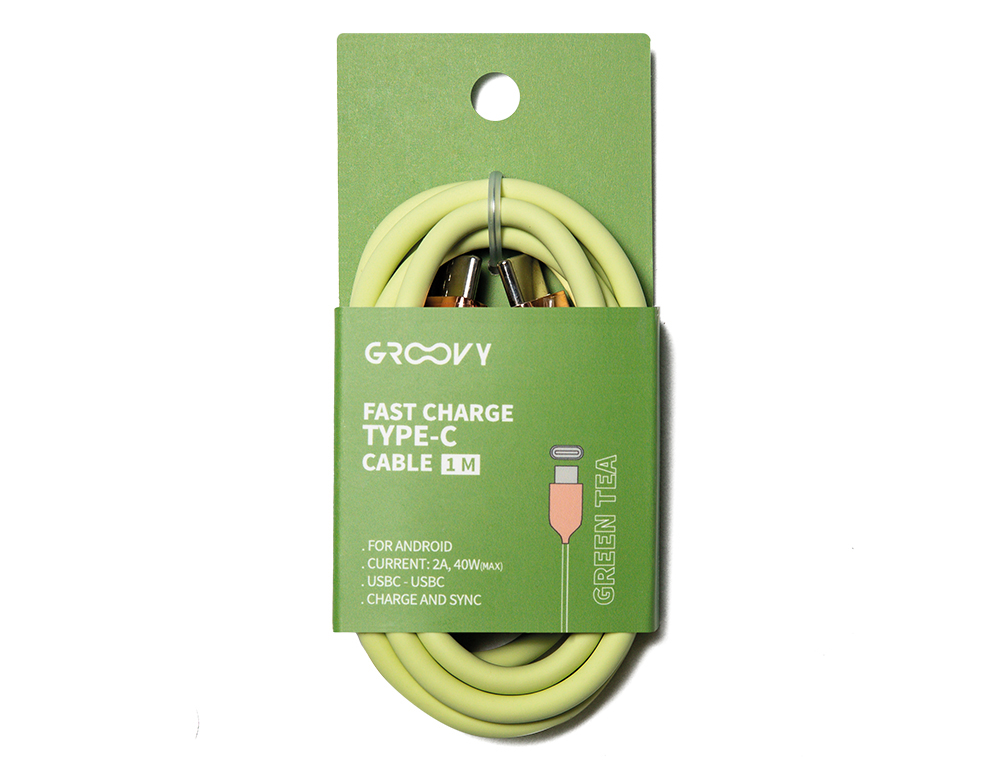 CABO GROOVY USB 2.0 A USB C APPLE LIGHTNING COMPRIMENTO 1 MT SILICONE COR VERDE CHA