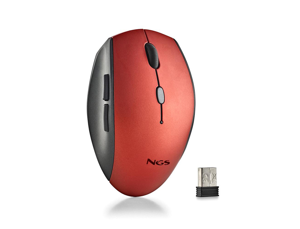 RATO NGS BEE 800/1200/1600 DPI SEM FIOS 5 BOTOES RECETOR USB-A 2,4 GHZ COR VERMELHO
