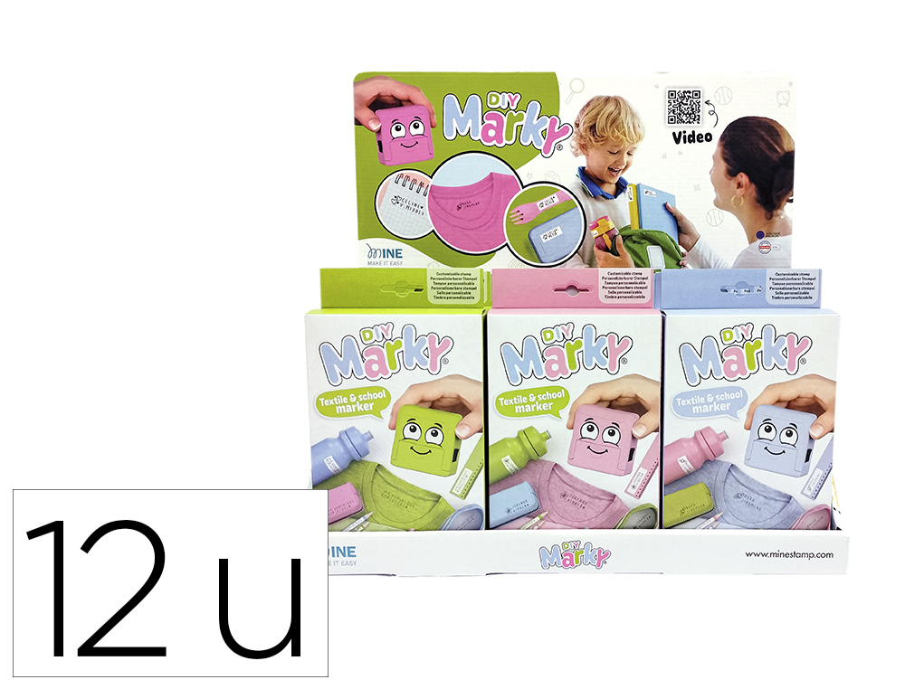 EXPOSITOR DE SECRETARIA CARIMBO MARCADOR DE ROUPA MARKY INFANTIL 12 UNIDADES 3 CORES SORTIDAS