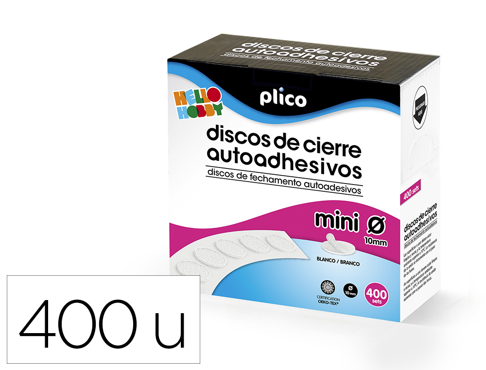 DISCOS DE VELCRO PLICO AUTOADESIVOS MINI 10 MM COR BRANCO CAIXA DE 400 UNIDADES