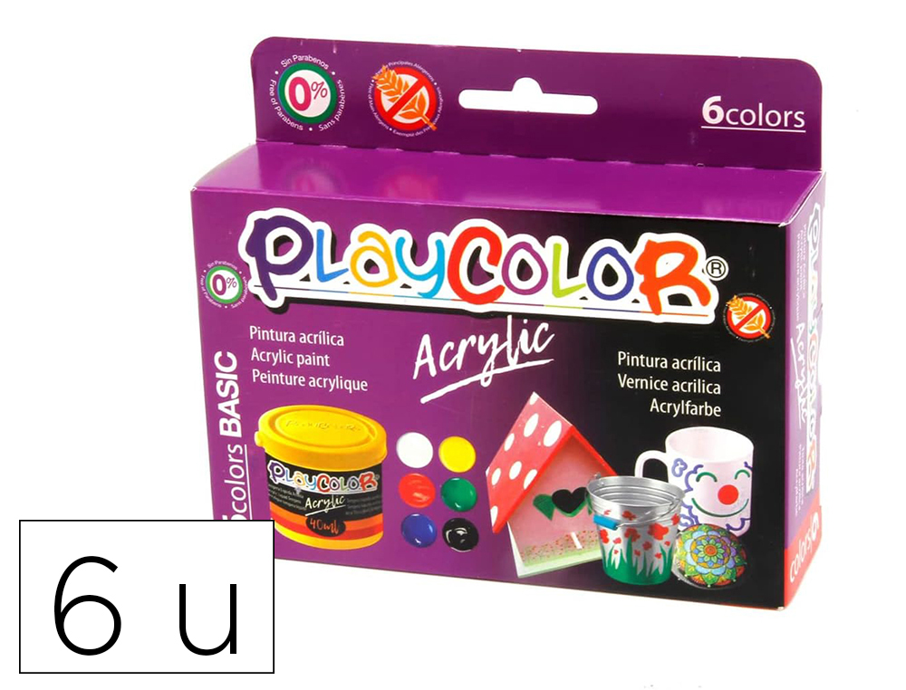PINTURA ACRILICA PLAYCOLOR PASTEL FRASCO 40 ML CAIXA DE 6 UNIDADES CORES SORTIDAS