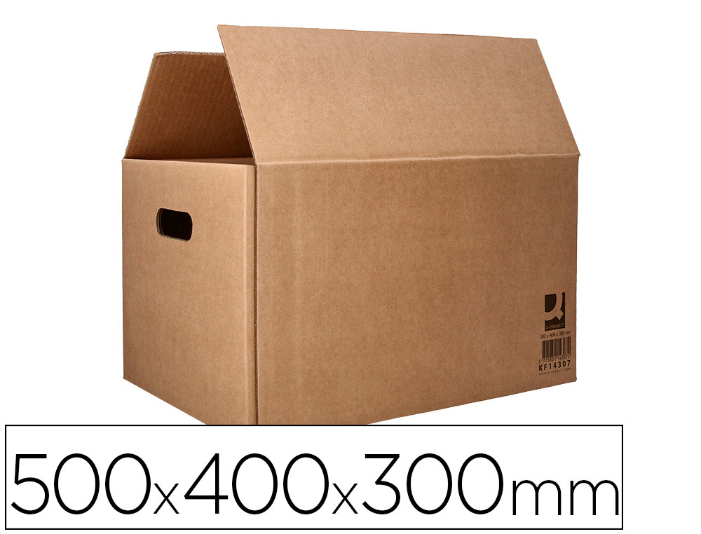 CAIXA PARA EMBALAR Q-CONNECT AMERICANA FUNDO AUTOMATICO E ASAS CARTAO CANAL SIMPLES 5 MM COR KRAFT 500X400X300 MM