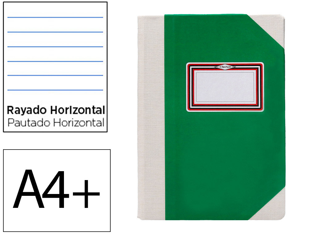 LIVRO DE CARTAO COSIDO FERNANDES FLECHA DIN A4+ PAUTADO 50 FOLHAS 100 GR VERDE