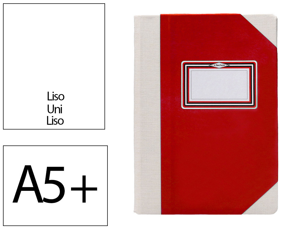 LIVRO DE CARTAO COSIDO FERNANDES FLECHA DIN A5+ LISO 50 FOLHAS 100 GR VERMELHO