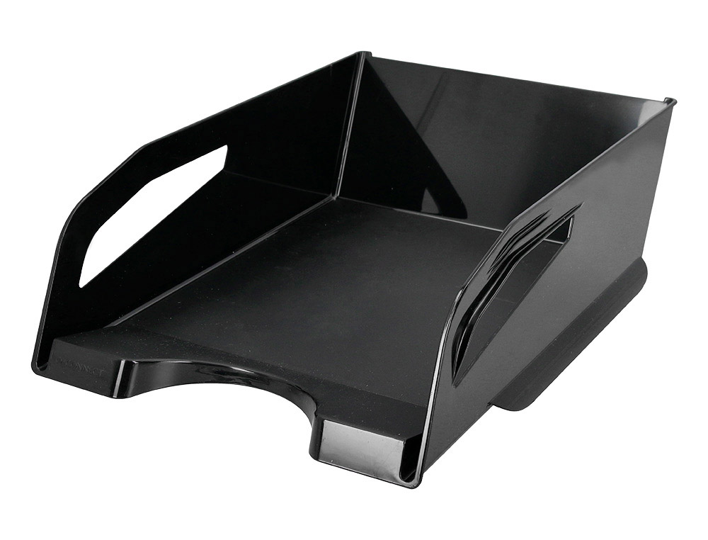 BANDEJA DE SECRETARIA PLASTICO Q-CONNECT GRANDE CAPACIDADE COM ASA PRETO OPACO 386X270X115MM