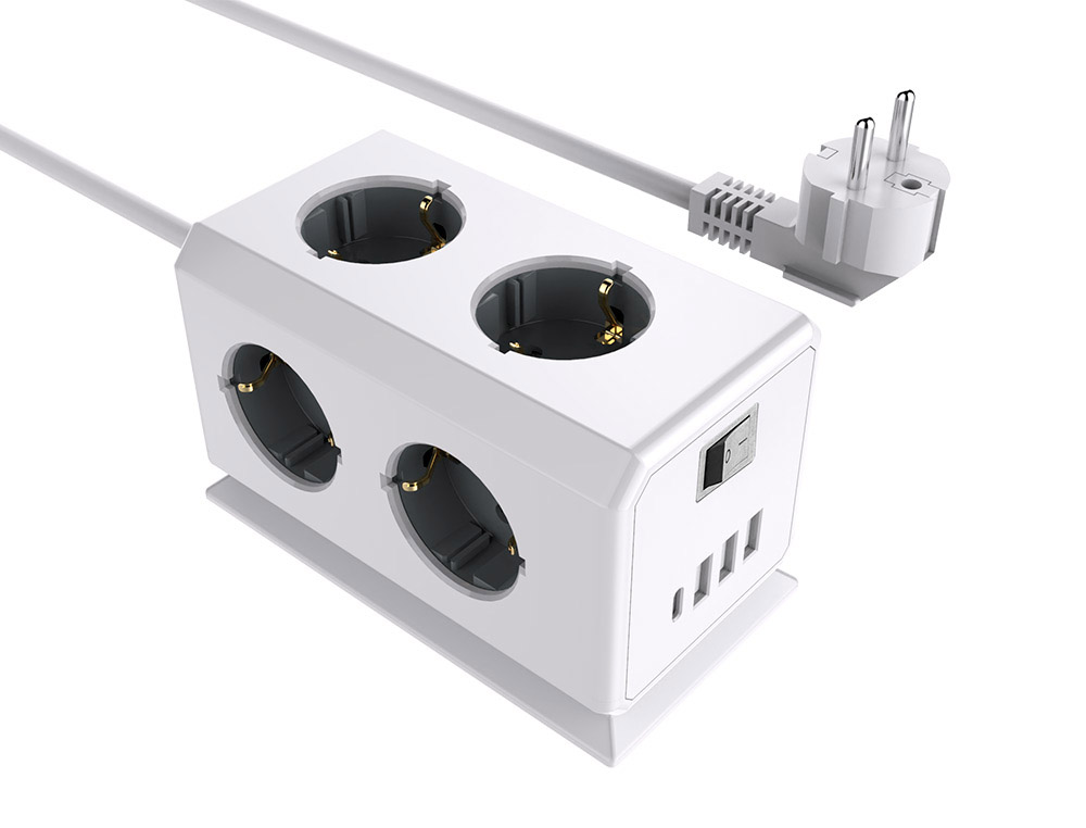EXTENSAO Q-CONNECT MULTIPLE 10 EM 1 CABO 1,4 MT 6 TOMADAS DE CORRENTE+3 USB+1 USB TIPO C 140X76X87MM