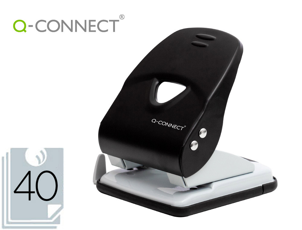 FURADOR Q-CONNECT KF14221 2 FUROS PRETO ABERTURA 3,5 MM CAPACIDADE 40 FOLHAS