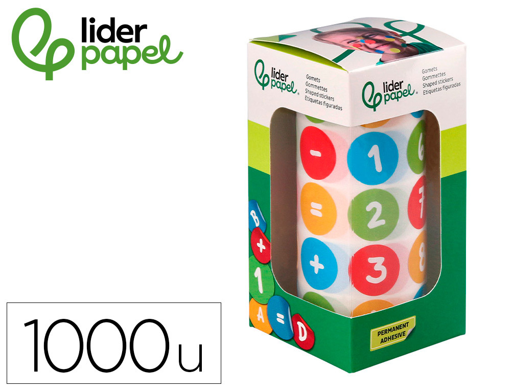 ETIQUETAS ESCOLAR LIDERPAPEL AUTOADESIVAS REDONDO NUMEROS 20 MM CORES SORTIDAS ROLO DE 1000 UNIDADES EM CAIXA DE CARTAO