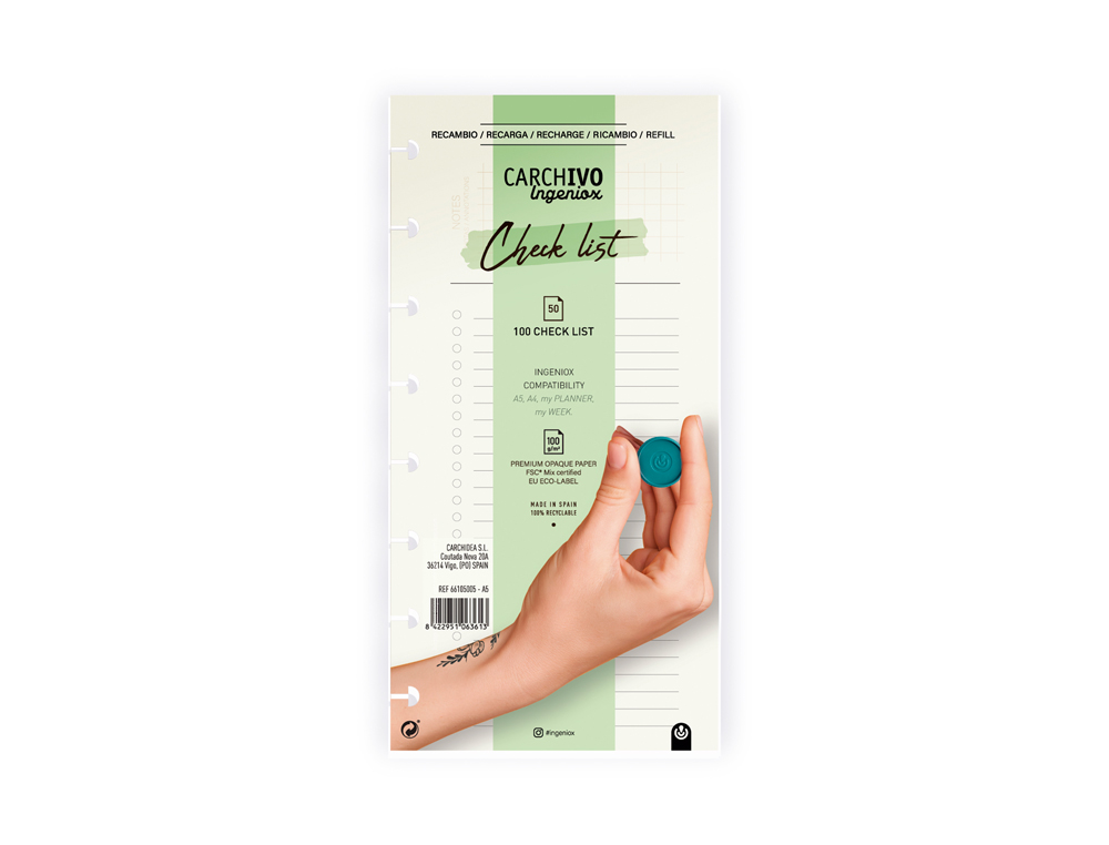 RECARGA CARCHIVO INGENIOX CHECK LIST 50 FOLHAS