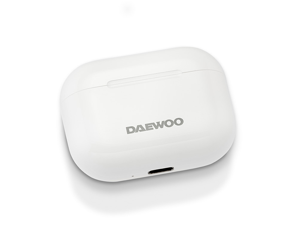 AURICULAR DAEWOO TWS BLUETOOTH 5.3 USB TIPO-C COM ESTOJO DE CARREGAMENTO 500MAH COR BRANCO