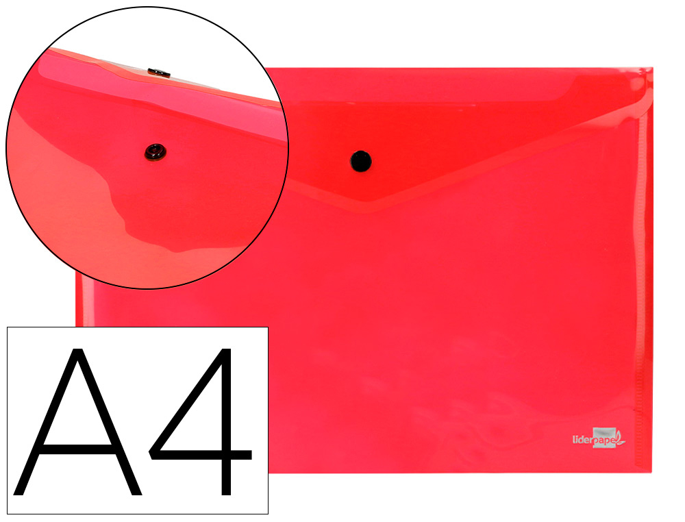 BOLSA PORTA DOCUMENTOS LIDERPAPEL COM MOLA DIN A4 VERMELHO