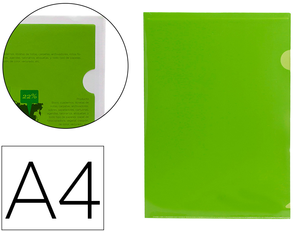 BOLSA DOSSIER LIDERPAPEL DIN A4 POLIPROPILENO VERDE TRANSLUCIDO 20 FOLHAS