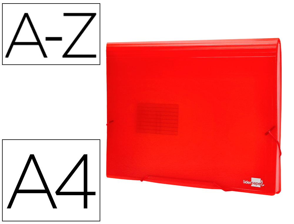 PASTA CLASSIFICADORA COM FOLE LIDERPAPEL DIN A4 TRANSPARENTE 13 DEPARTAMENTOS VERMELHO