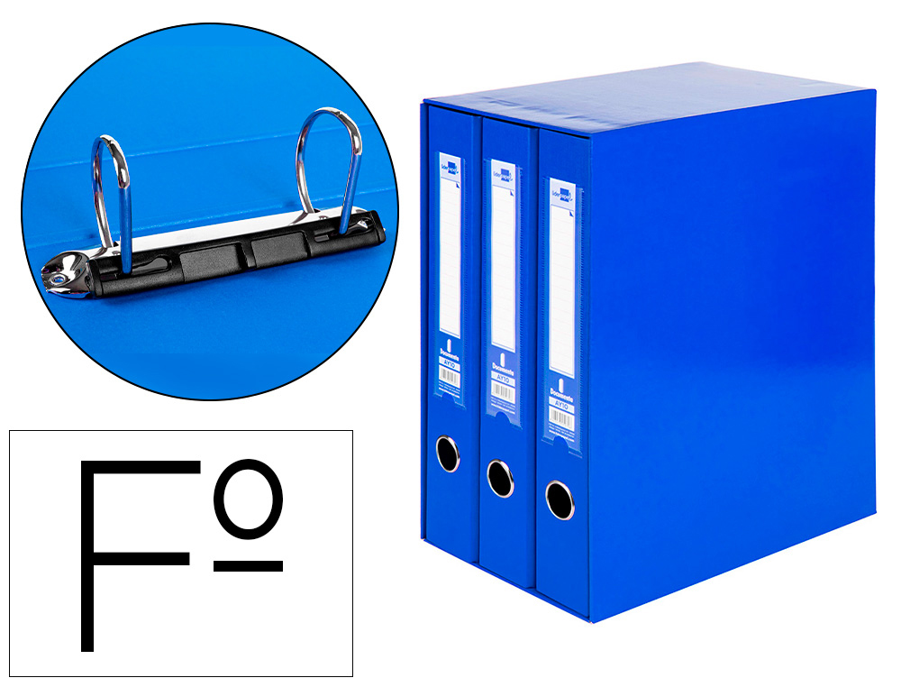 MODULO DE 3 PASTAS DE ARQUIVO LIDERPAPEL 2 ANEIS FOLIO LOMBADA 60 MM AZUL