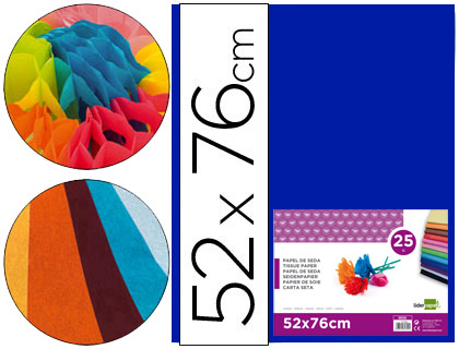 PAPEL SEDA LIDERPAPEL 52 X 76 CM 18 GR AZUL EMBALAGEM DE 25 FOLHAS