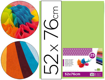 PAPEL SEDA LIDERPAPEL 52 X 76 CM 18 GR VERDE MEDIO EMBALAGEM DE 25 FOLHAS